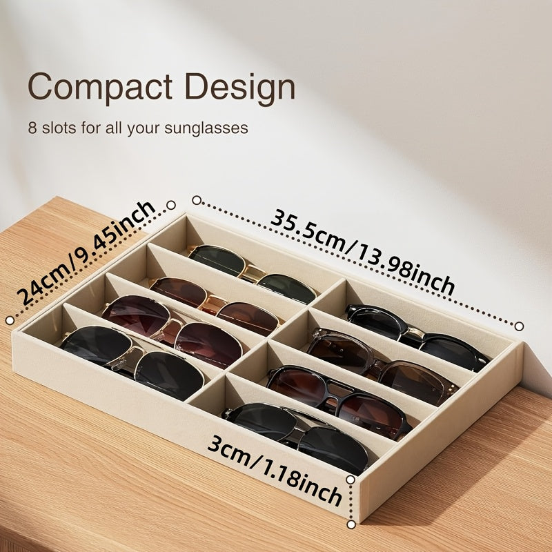 Stackable 8-Grid Velvet Jewelry & Eyeglasses Drawer Organizer