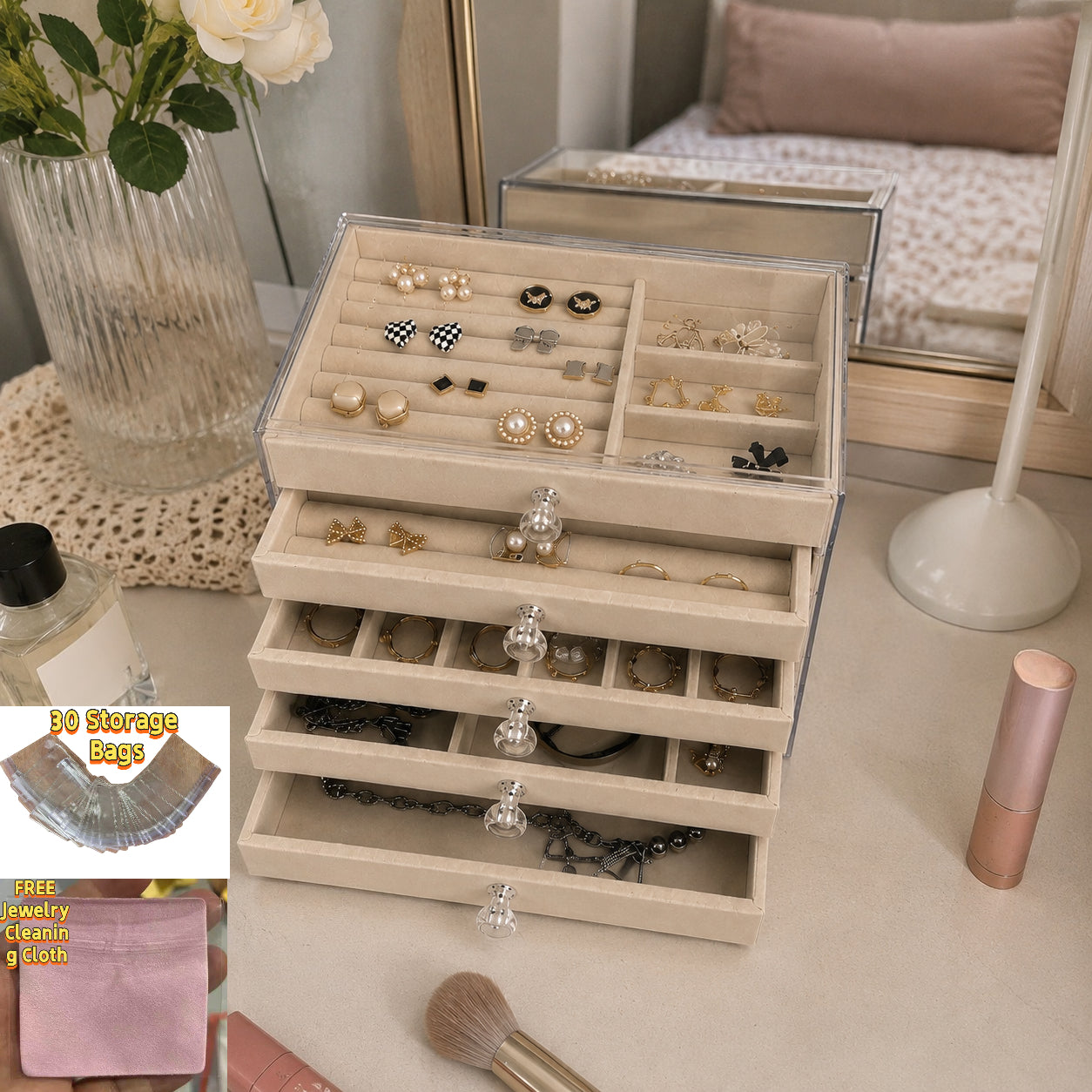 Exquisite Multi-Layer Light Luxury Jewelry Organizer for Jewelry Collection