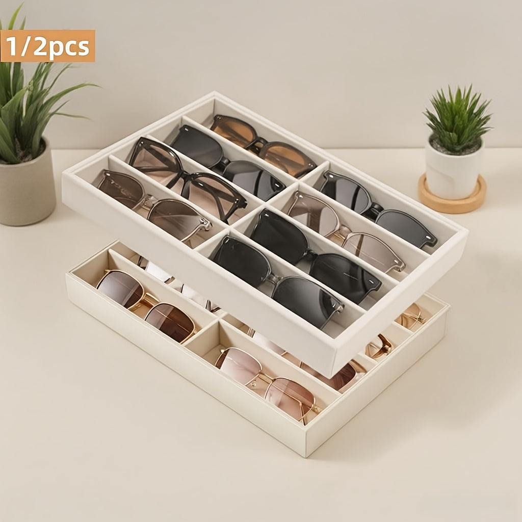 Stackable 8-Grid Velvet Jewelry & Eyeglasses Drawer Organizer