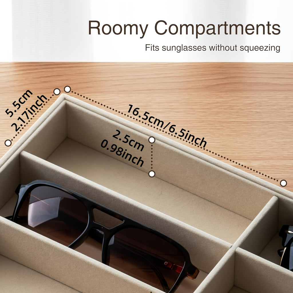 Stackable 8-Grid Velvet Jewelry & Eyeglasses Drawer Organizer