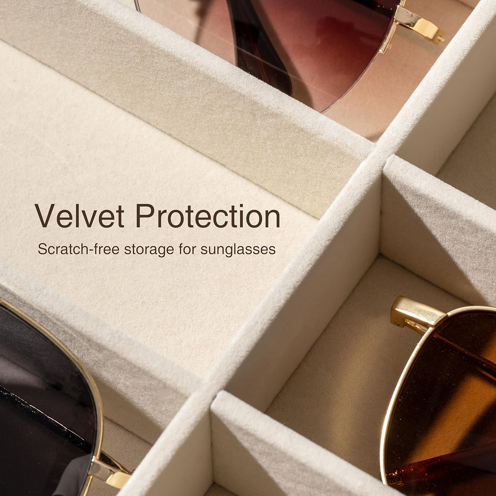 Stackable 8-Grid Velvet Jewelry & Eyeglasses Drawer Organizer