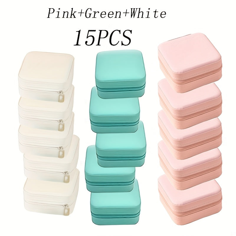 Vibrant Fresh Tone PU Leather Small Travel Jewelry Organizer 15 Pack