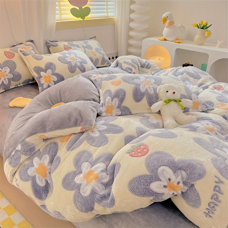 Farmhouse Style Plush All Season Velvet Bedding Set for Bedroom & Sofa