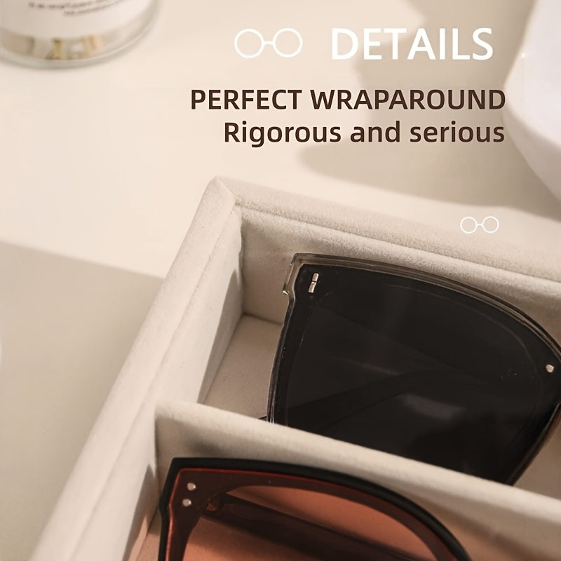 Stackable 8-Grid Velvet Jewelry & Eyeglasses Drawer Organizer