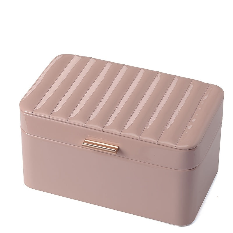 Glossy PU Double Layer Portable Travel Jewelry Organizer Box