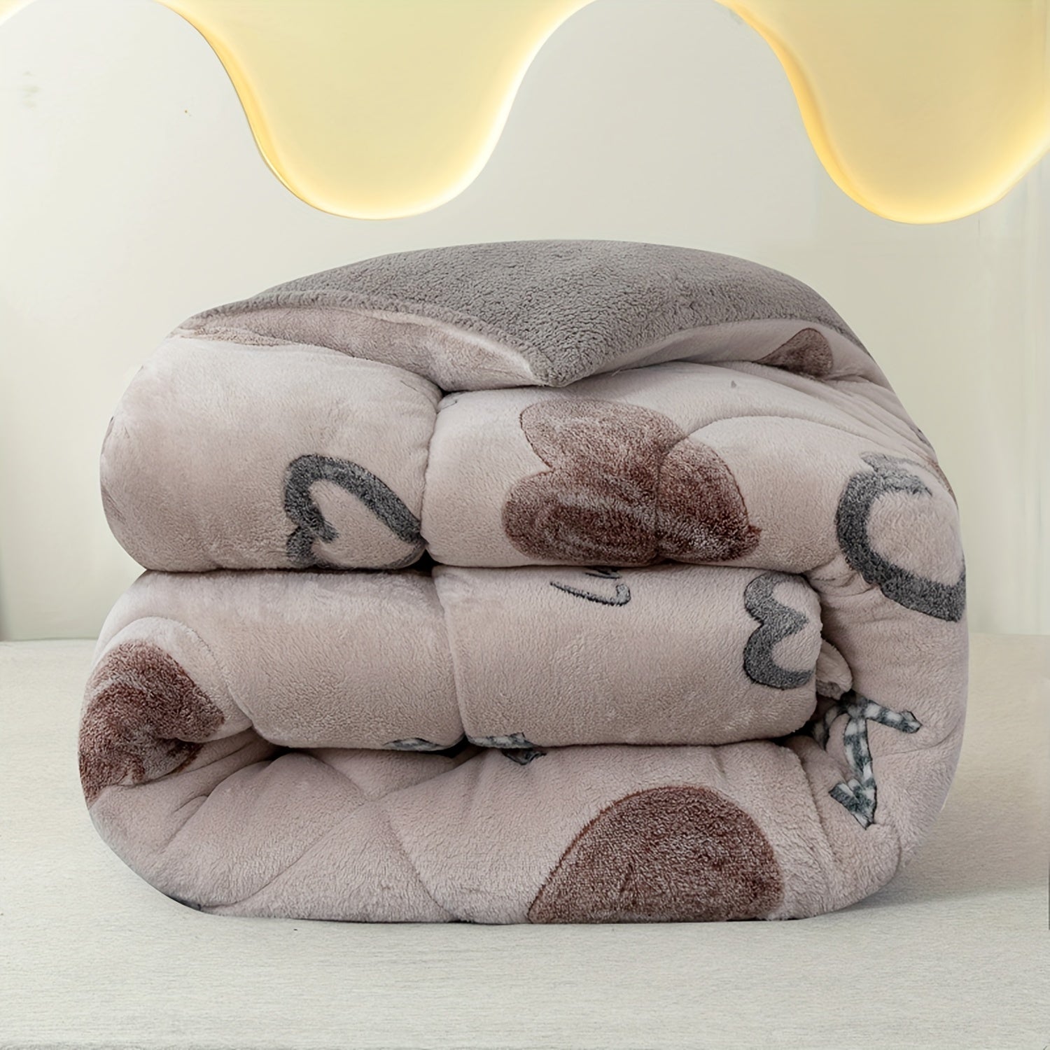 Cute Bow Decor Plush Snowflake Velvet Winter Bedding Filling